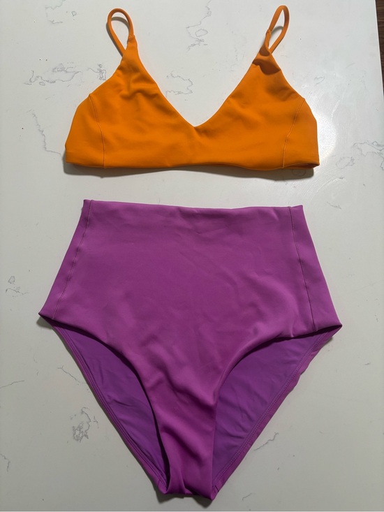 Left On Friday Other - Left On Friday Orange Bikini Top with Purple High-Waist Bottoms
